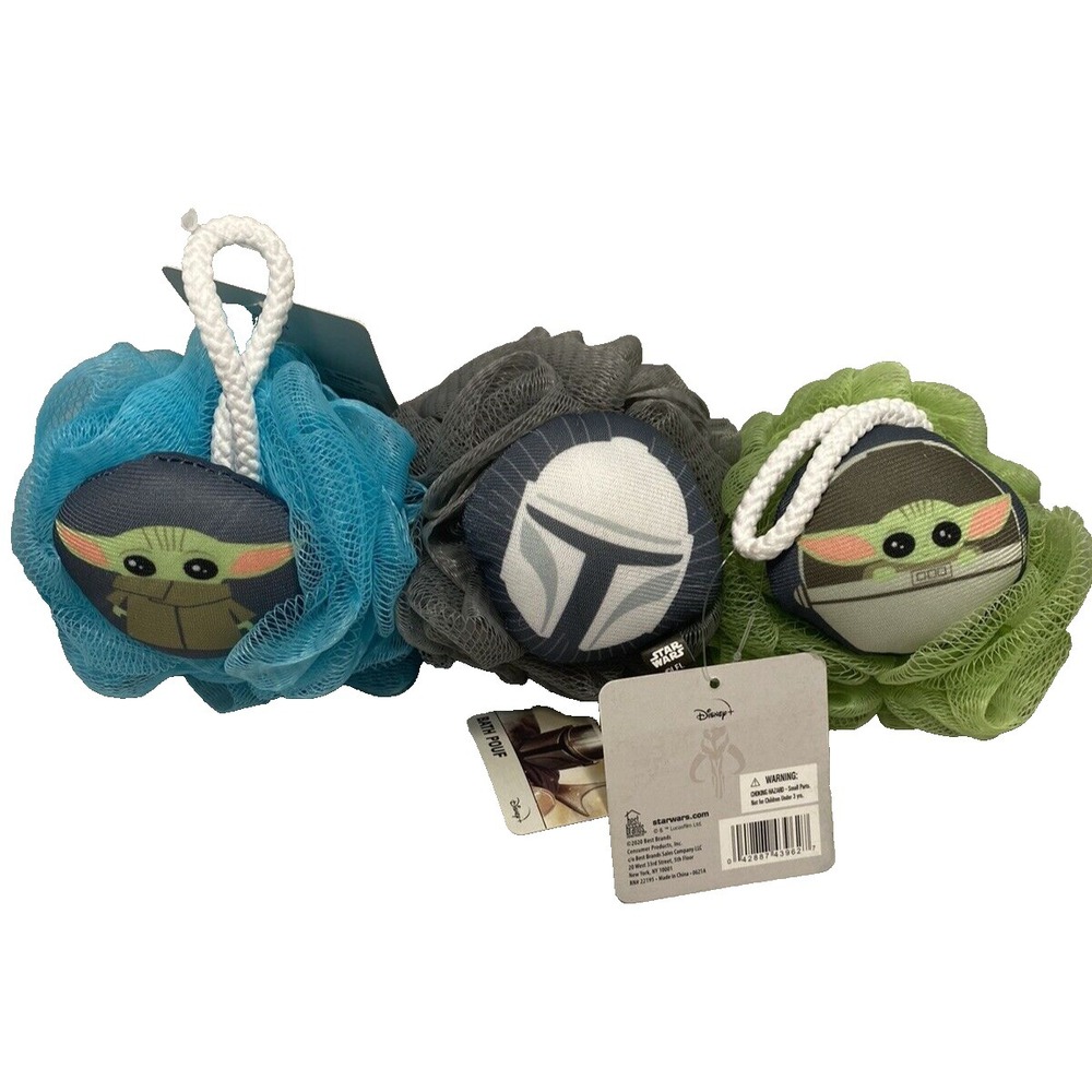 3‎ BATH POUFS star wars the mandalorian by best brands KIDS LOOFAH